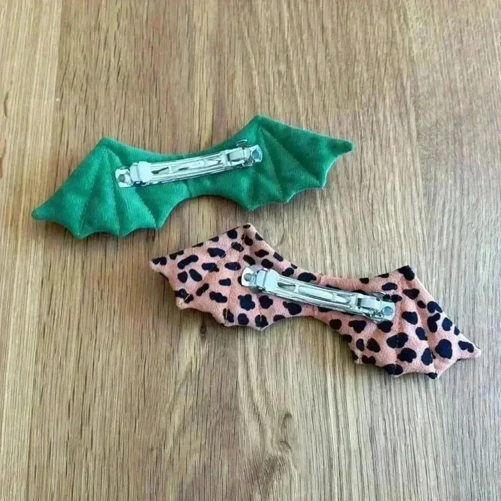 Bat shaped fabric hair clips